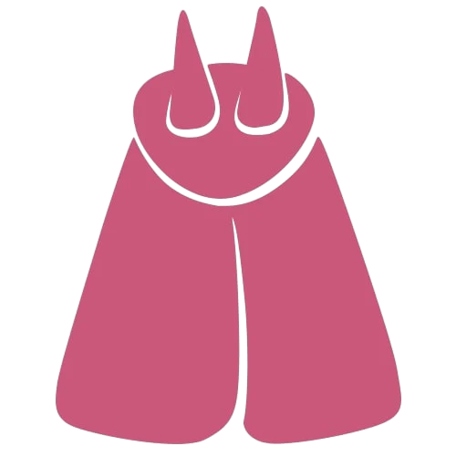 Simple pink vector illustration of a moth viewed from above, featuring two pointed antennae and wide wings on a plain white background.