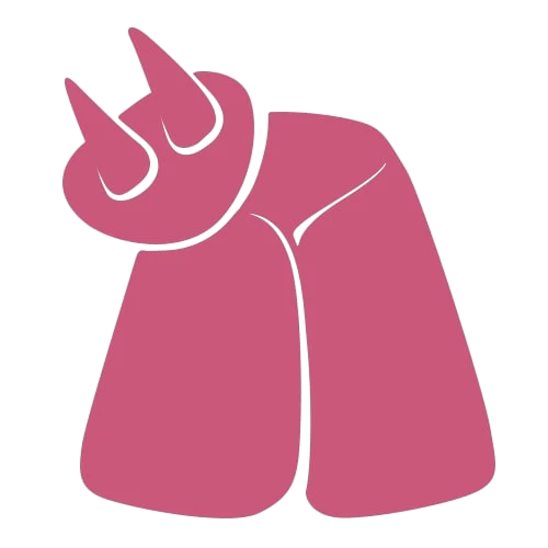 Semplice illustrazione rosa stilizzata di una mammella di mucca con due capezzoli visibili, in design minimalista e astratto su sfondo semplice.