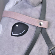 Briglia completa in similpelle grigia con fascia rosa