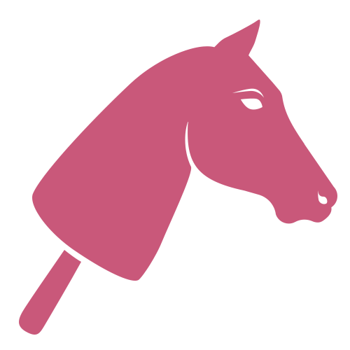 Grafica di una testa di cavallo, con il collo a forma di ghiacciolo e un bastoncino in basso, che unisce l'aspetto di un cavallo e di un ghiacciolo.