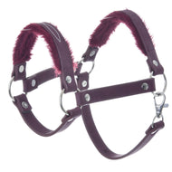 Halter with fur - leatherette Burgundy