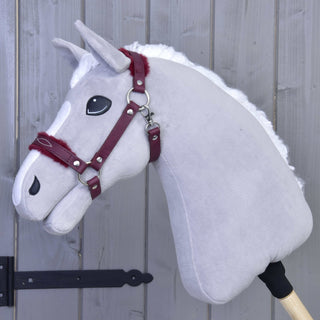 Cavezza con pelliccia - similpelle Burgundy