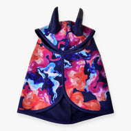 Hobby Horse Raincoat Rainbow by LarDen with colourful abstract print and navy trim