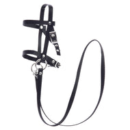 Black bridle with reins from strap