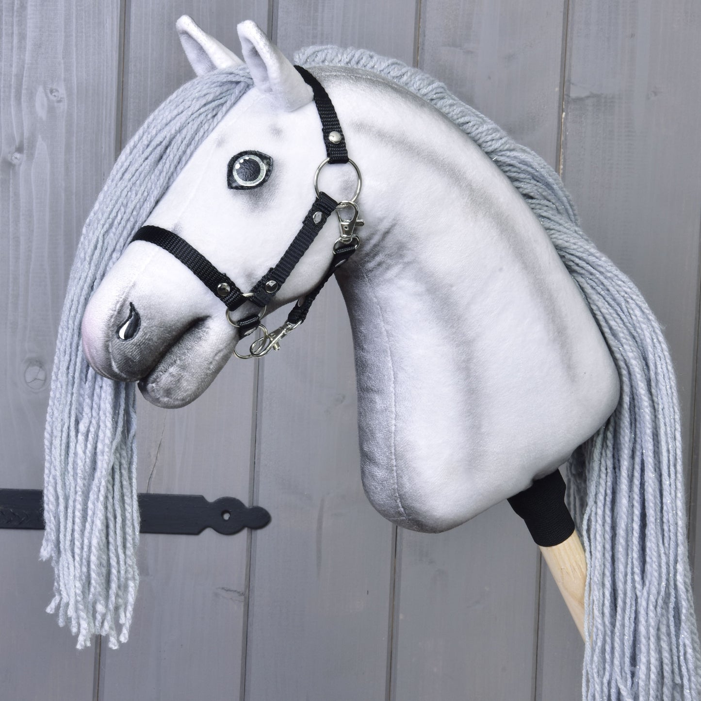 Hobby Horse Unicorn Silver with black Halter (size S) 5