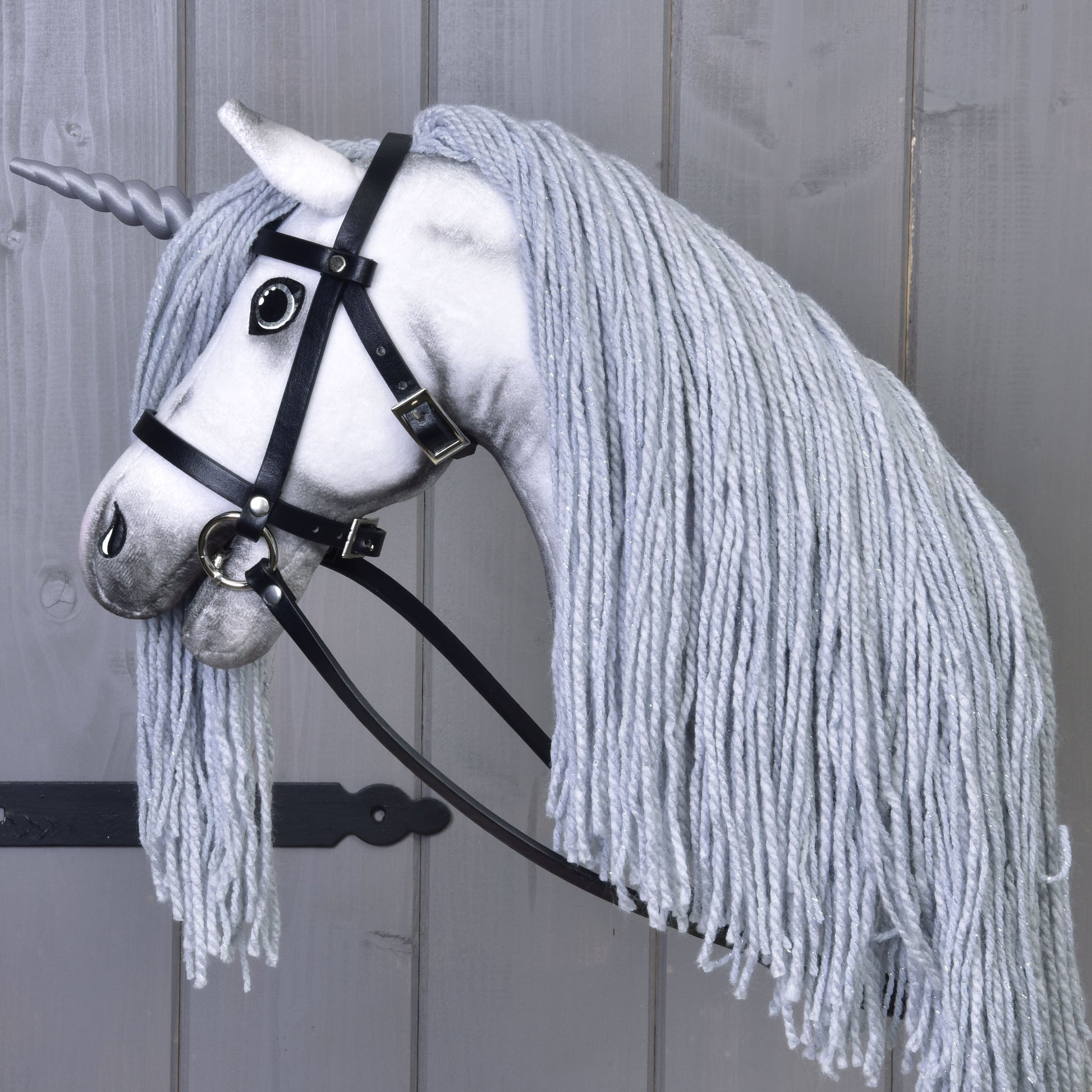 Hobby Horse Unicorn Silver with Bridle and Halter