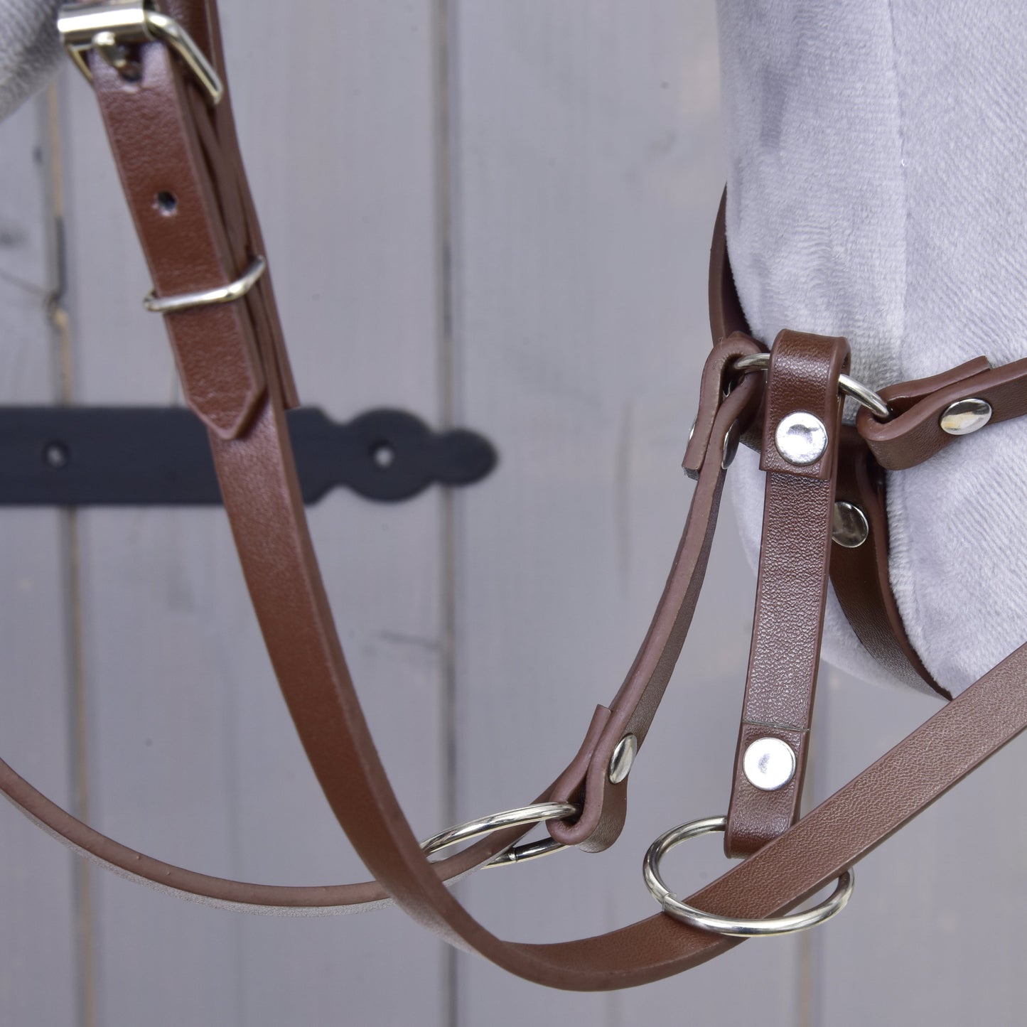 Light Brown leatherette set - bridle, reins and martingale 1