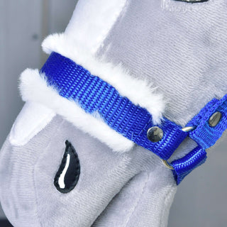 Cavezza blu con pelliccia