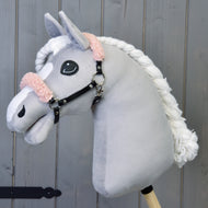 Black halter with old rose fur - leatherette