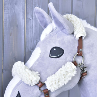 Brown halter with complete fur - leatherette