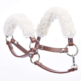 Cavezza marrone con pelliccia - similpelle