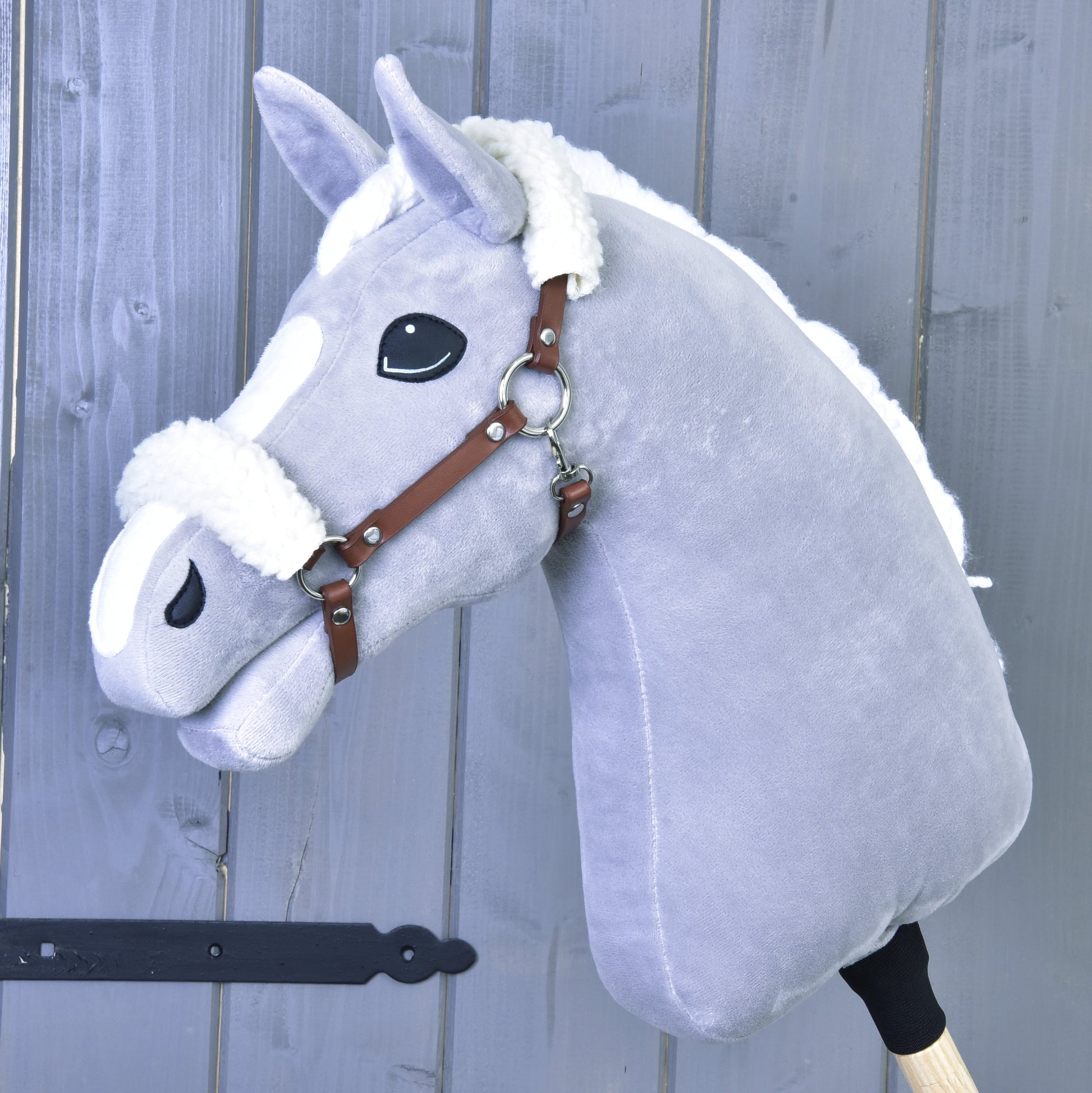 Brown halter with fur - leatherette