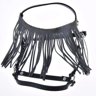 Cavezza nera con frange grigie