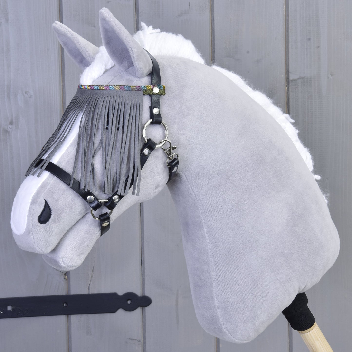 Halter black with grey fringes