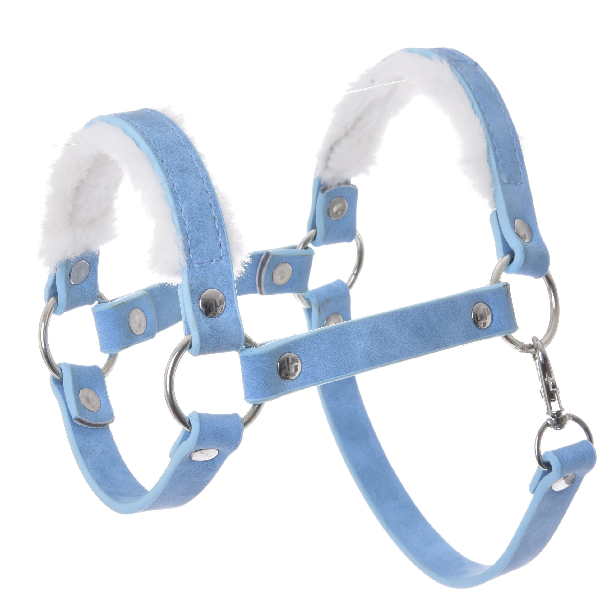 Halter with fur - leatherette Pastell Blue