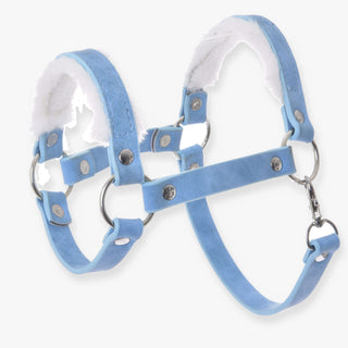 Halter with fur - leatherette Pastell Blue