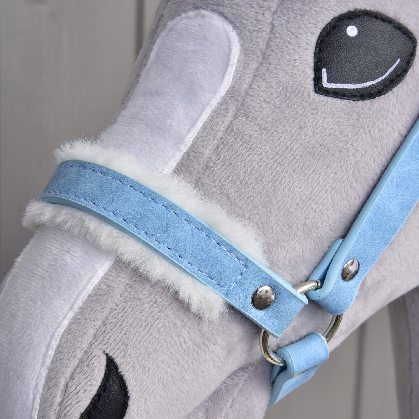 Halter with fur - leatherette Pastell Blue