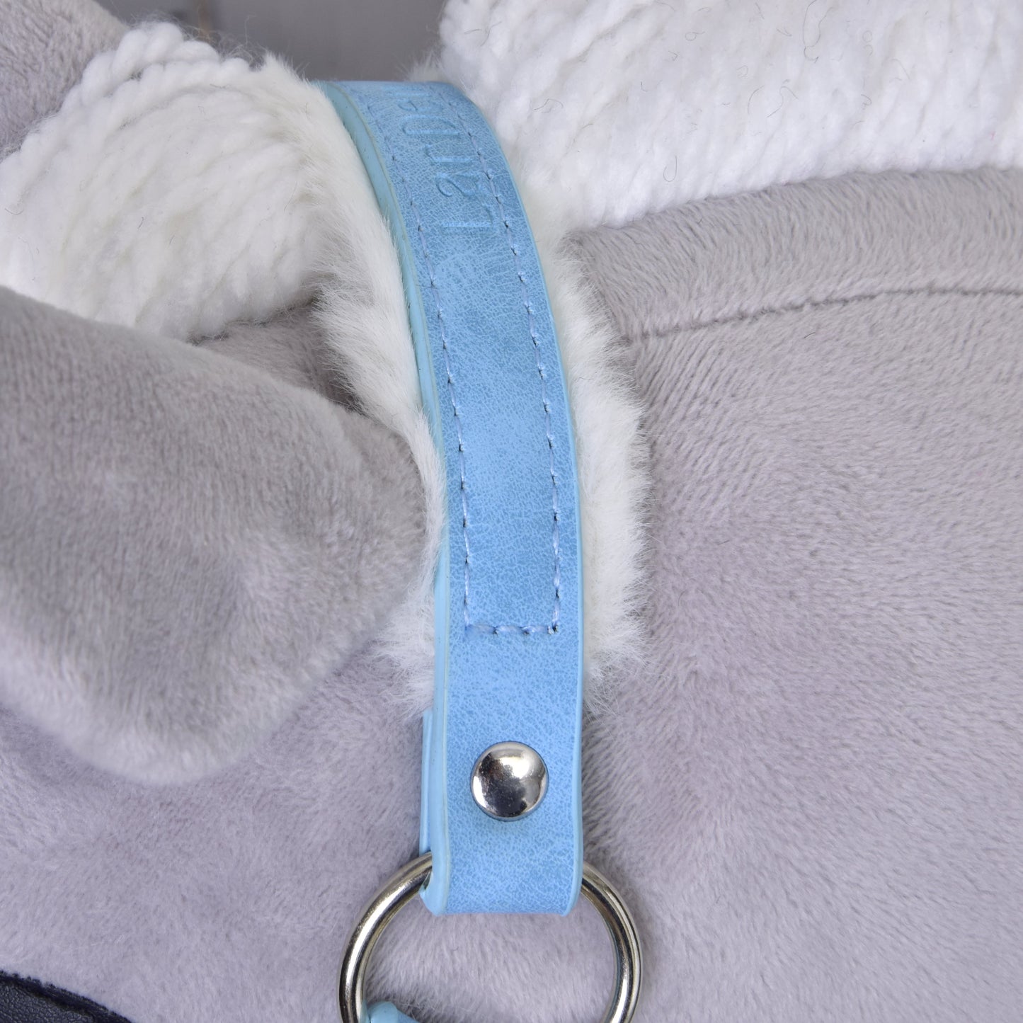 Halter with fur - leatherette Pastell Blue
