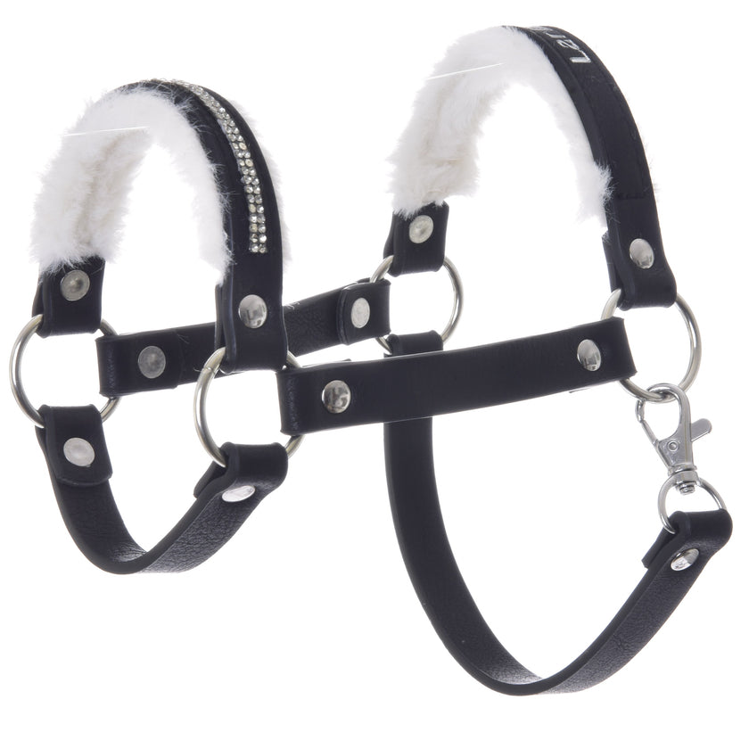 Halter with  fur - leatherette Espresso