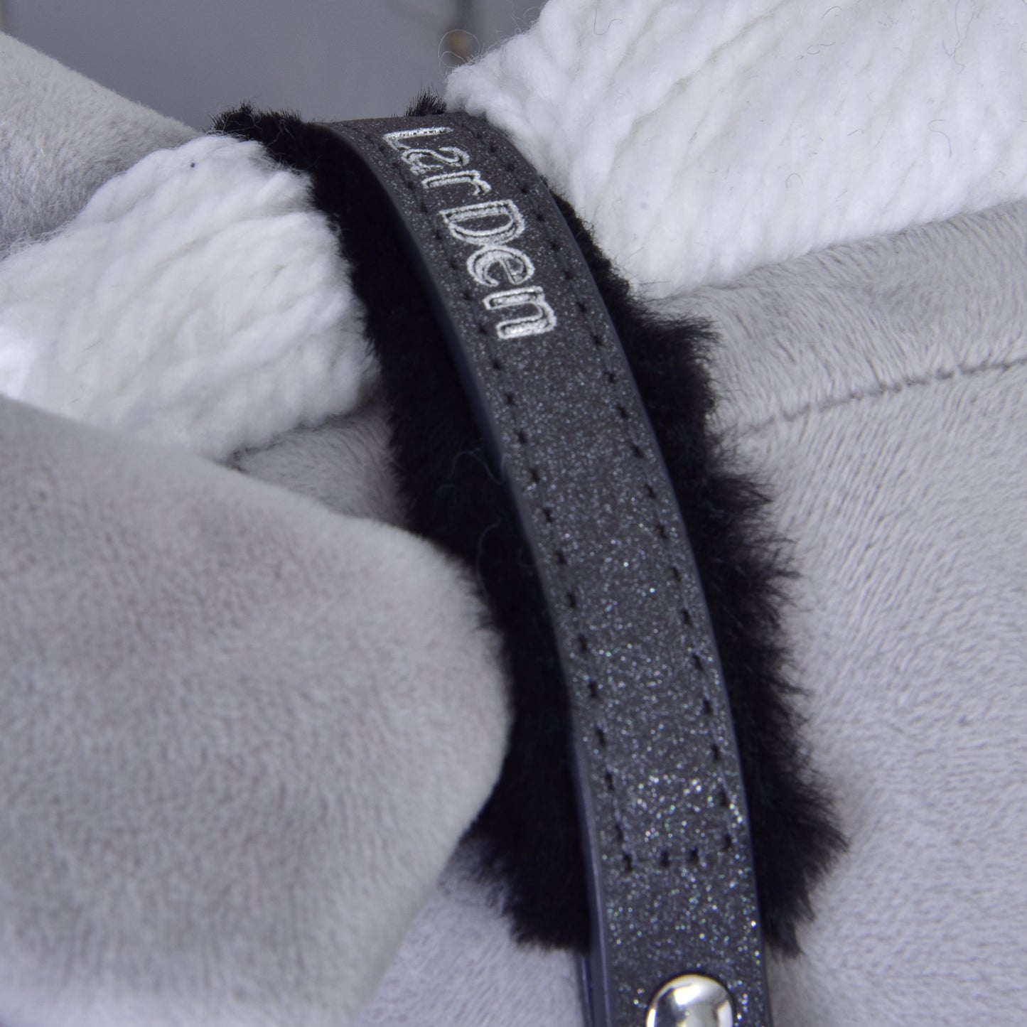 Halter with  fur - leatherette Graphite Full