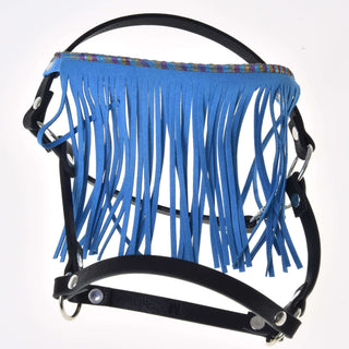 Cavezza nera con frange blu