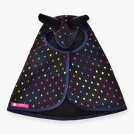 Hobby Horse Raincoat Sparkling Queen by LarDen in black PES with colourful diamond pattern and navy trim