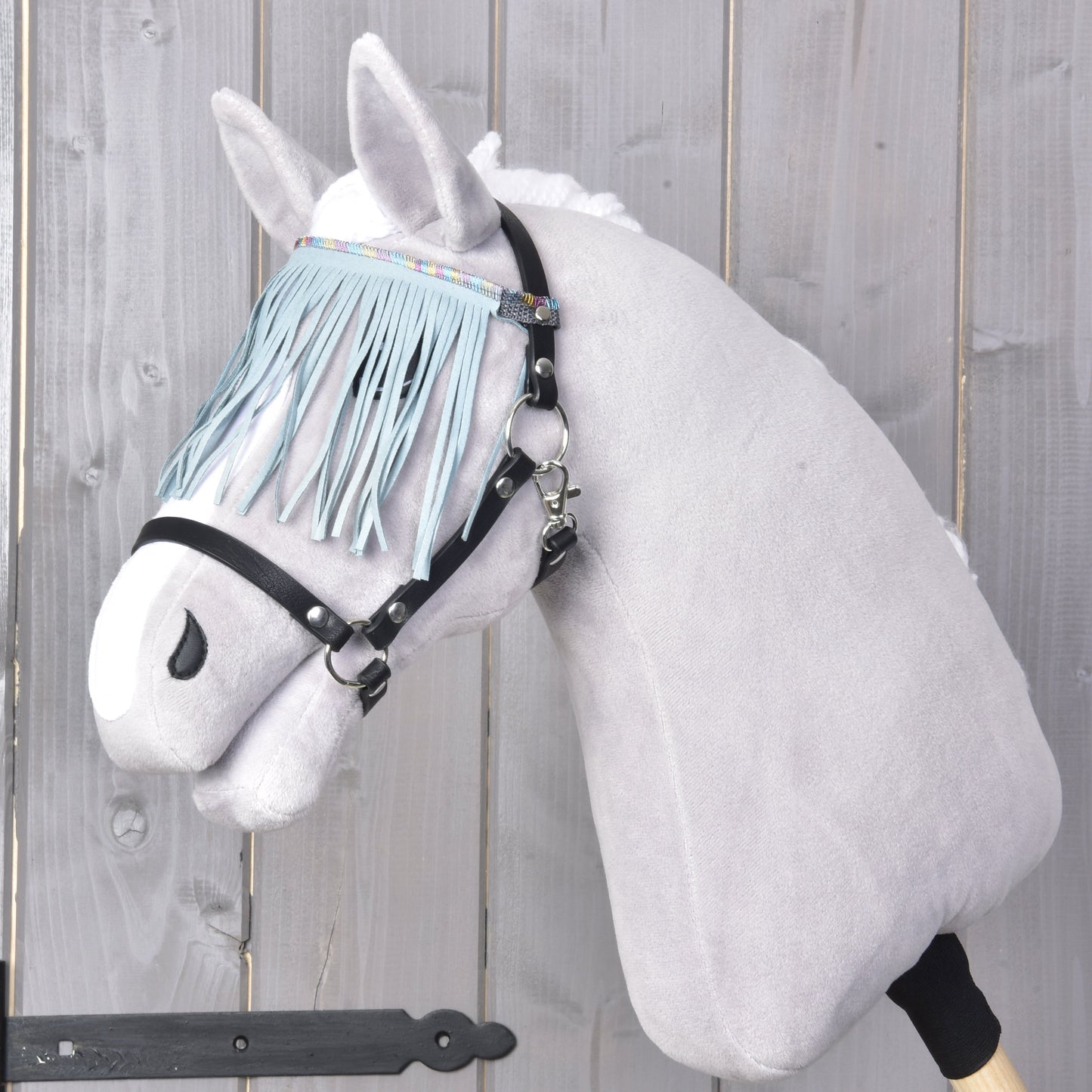 Halter black with fringes turquoise light