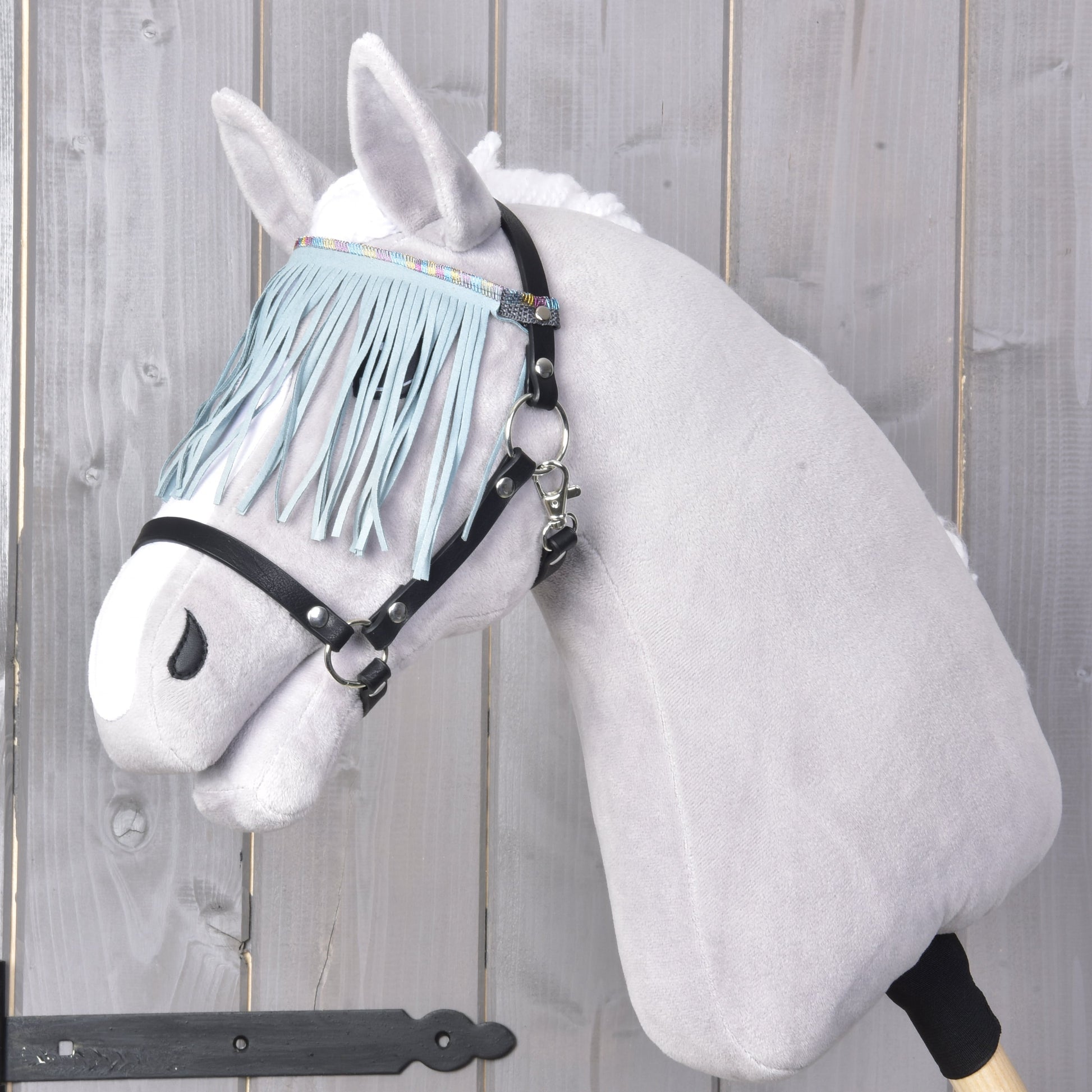 Halter black with fringes turquoise light