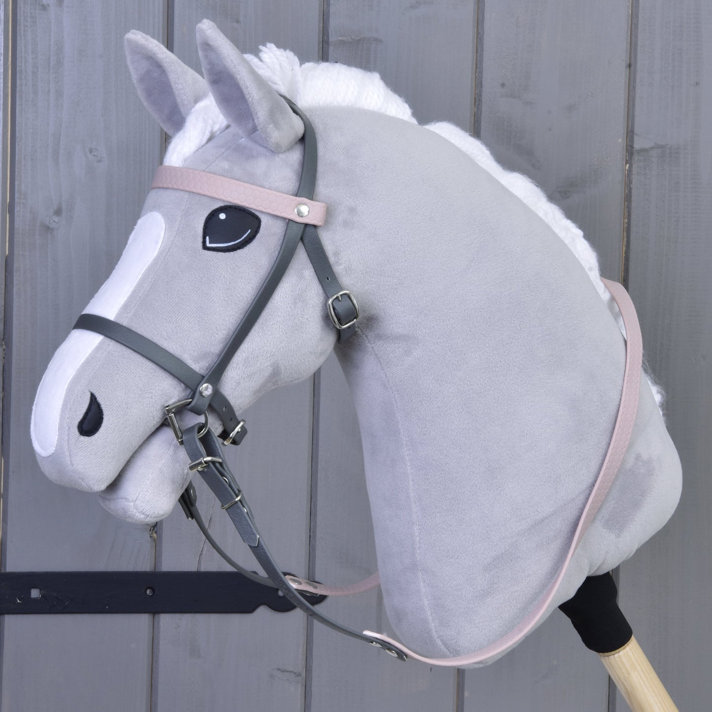 Complete leatherette bridle grey with pink headband