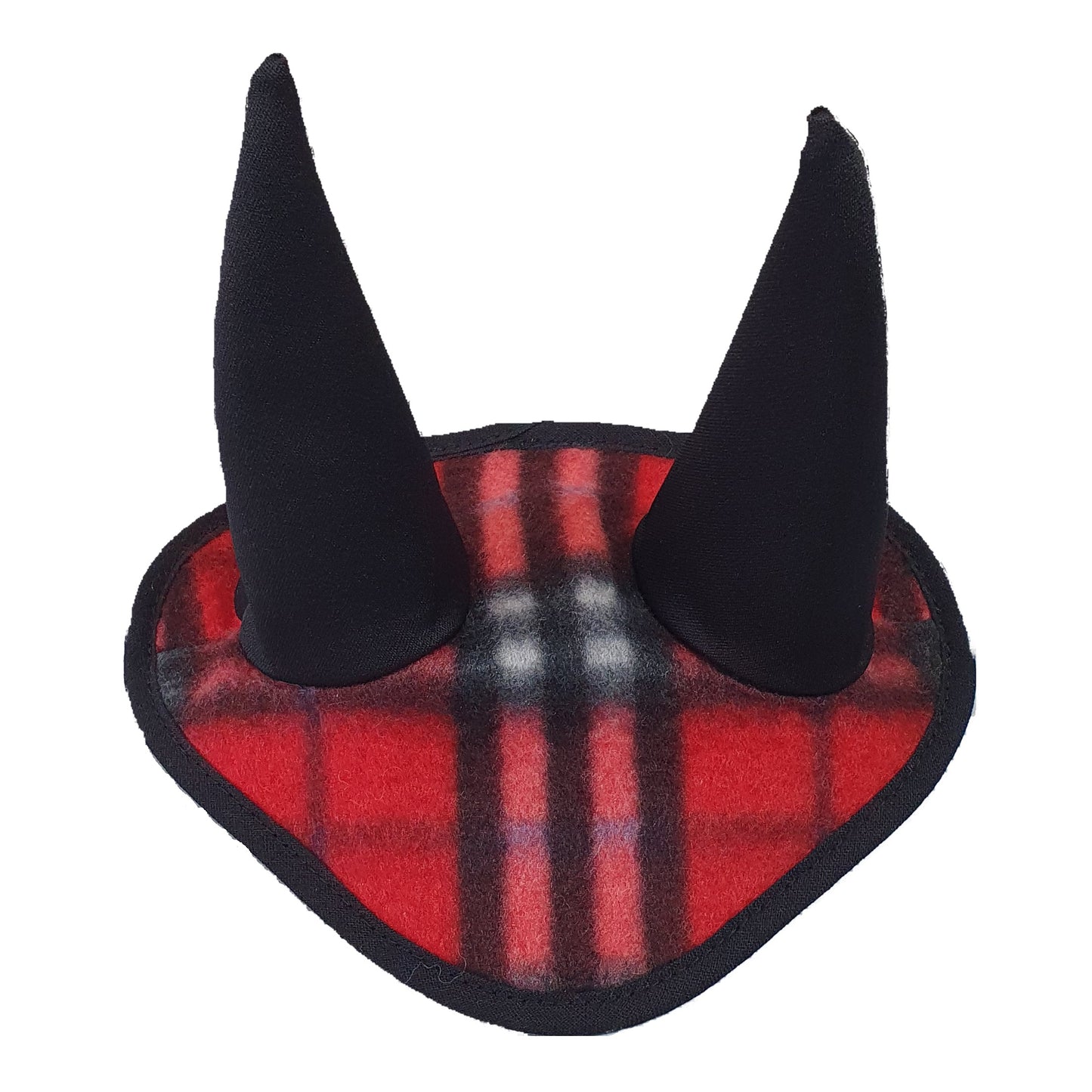 Ear bonnet checkered red (fleece) (size M)