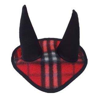 Cuffia a quadretti rosso (pile) (taglia M)