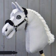 Black halter with black fur - leatherette