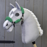 Black halter with complete green fur - leatherette