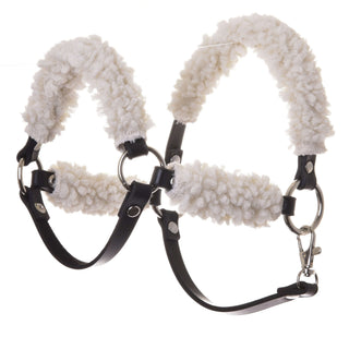 Cavezza nera con pelliccia completa - similpelle