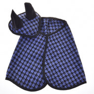 Set festive checkered blue (ear bonnet and blanket)