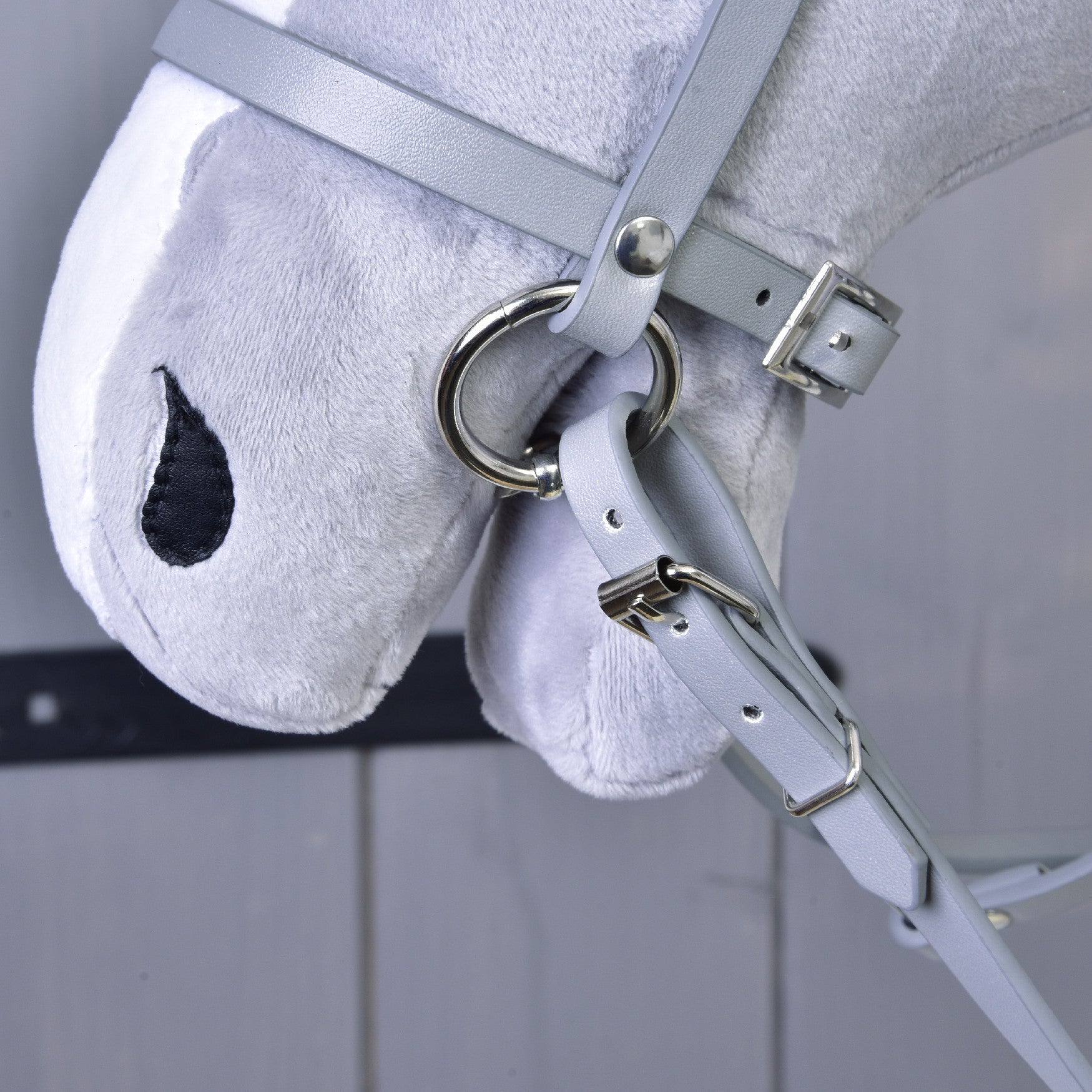 Set similpelle grigio - briglia, redini e martingala