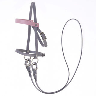 Set similpelle grigio - briglia, redini e martingala